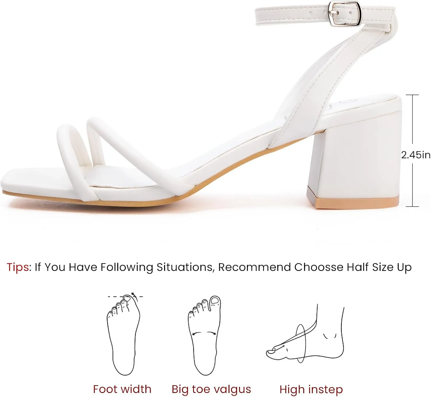 MUSSHOE Block Heeled Prom Heels Sandals for Women Chunky Square Open Toe Strappy High Heels Ankle Buckle Sandals Party Wedding Bridal Dress Shoes
