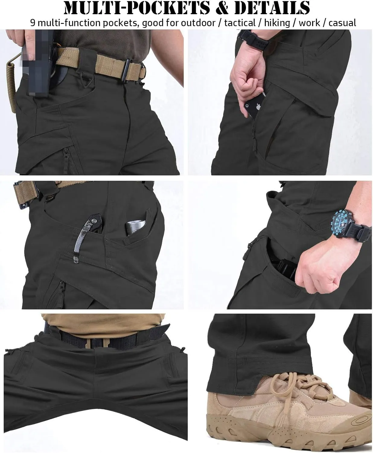 NAVEKULL Men's Military Cargo Tactical Pants Ripstop Lightweight Cotton Stretch Combat Outdoor Hiking Pants