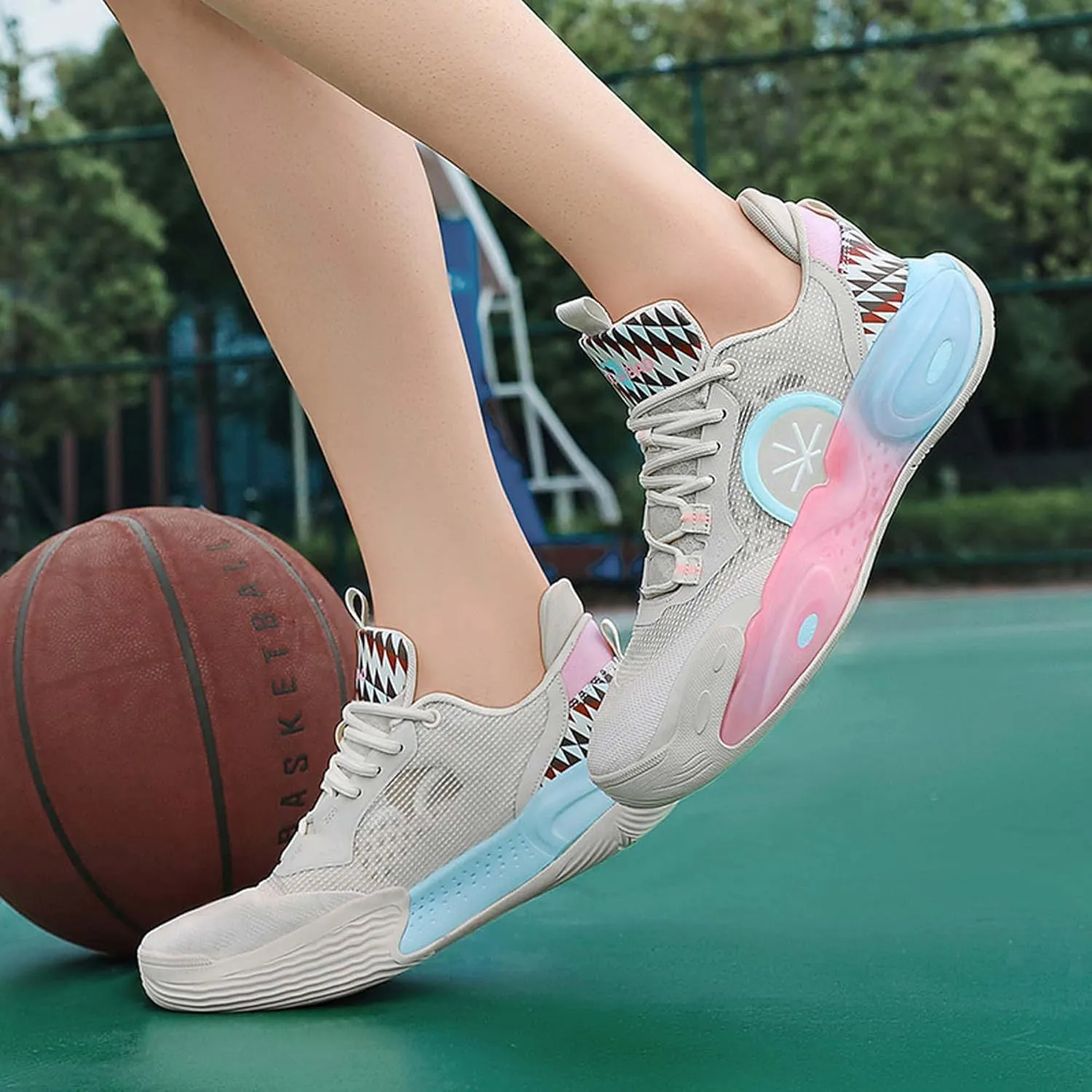 Neutral Basketball Shoes Fashion Sneakers Slip Resistant Breathable Sports Running Shoes Street or Court Sports Basketball Shoes Outdoor Casual Walking Fitness Tennis Training Shoes