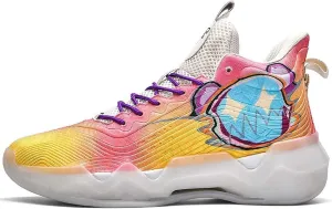 Neutral Fluorescent Basketball Shoes, Men Shoes Womens Shoes, Super Light Sneakers High Top, Graffiti Style (5 Men/7 Women,Yellow)