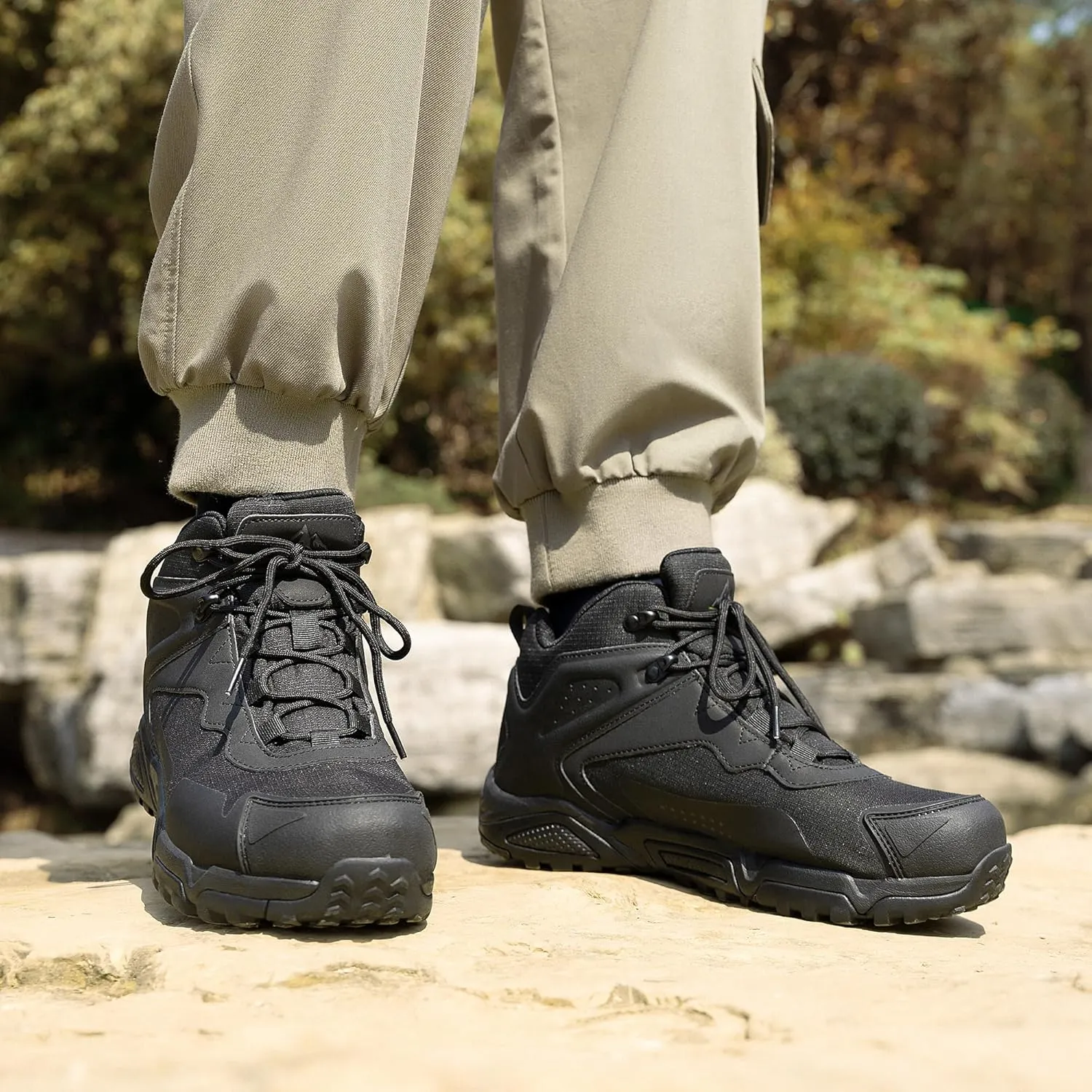 NORTIV 8 Men's Waterproof Hiking Boots Lightweight Mid Ankle Trekking Trails Outdoor Boots