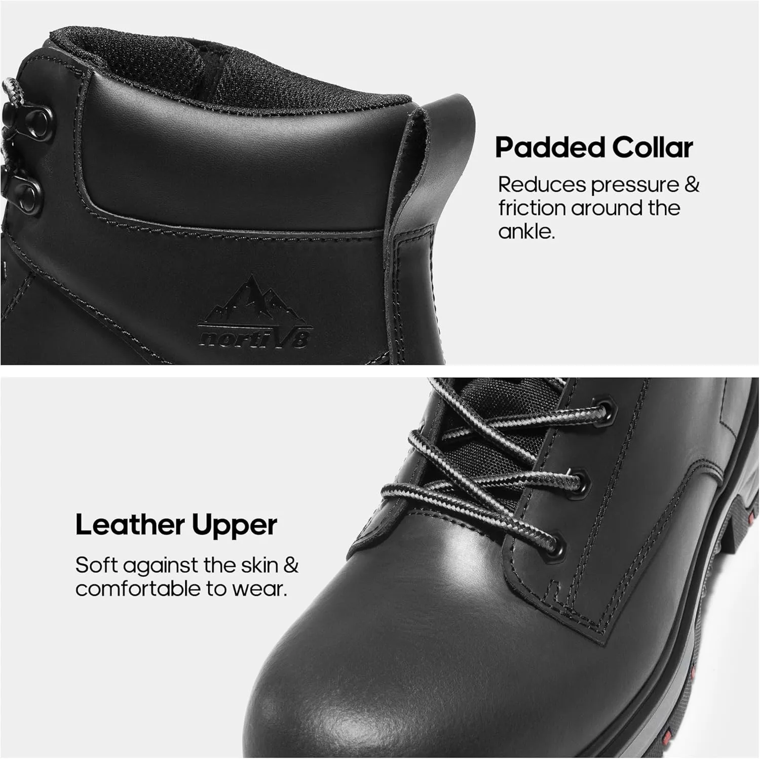NORTIV 8 Steel Toe Work Boots for Men Waterproof Slip on Safety Construction Boots