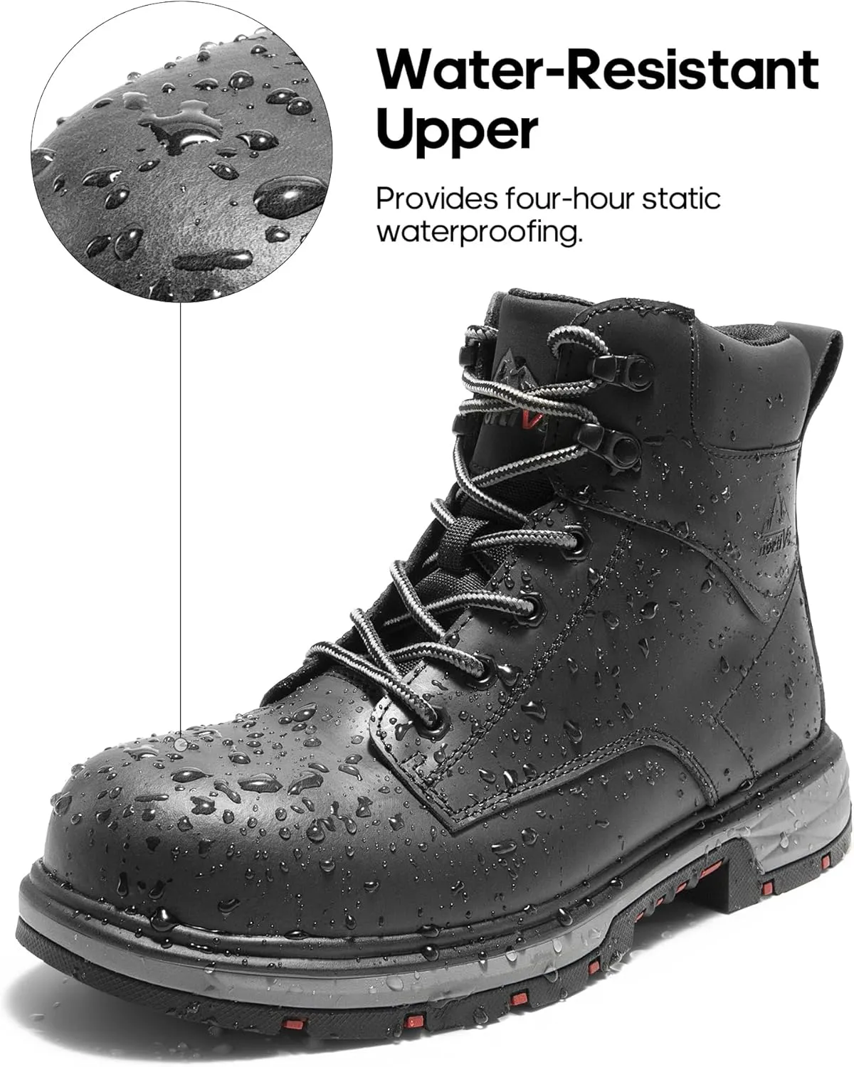 NORTIV 8 Steel Toe Work Boots for Men Waterproof Slip on Safety Construction Boots