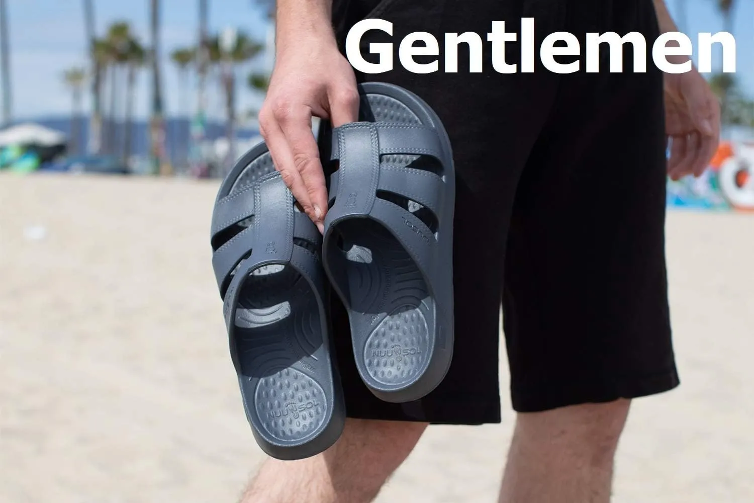 NUUSOL Stanley Slide Men Flip Flops/Sandal; Non-Slip Durable Soft-Cushion Lightweight Non-Porous Textured Footbed Orthotics Arch Support Footwear Relieve Plantar Fasciitis Feet Joints Neck & Back Pain