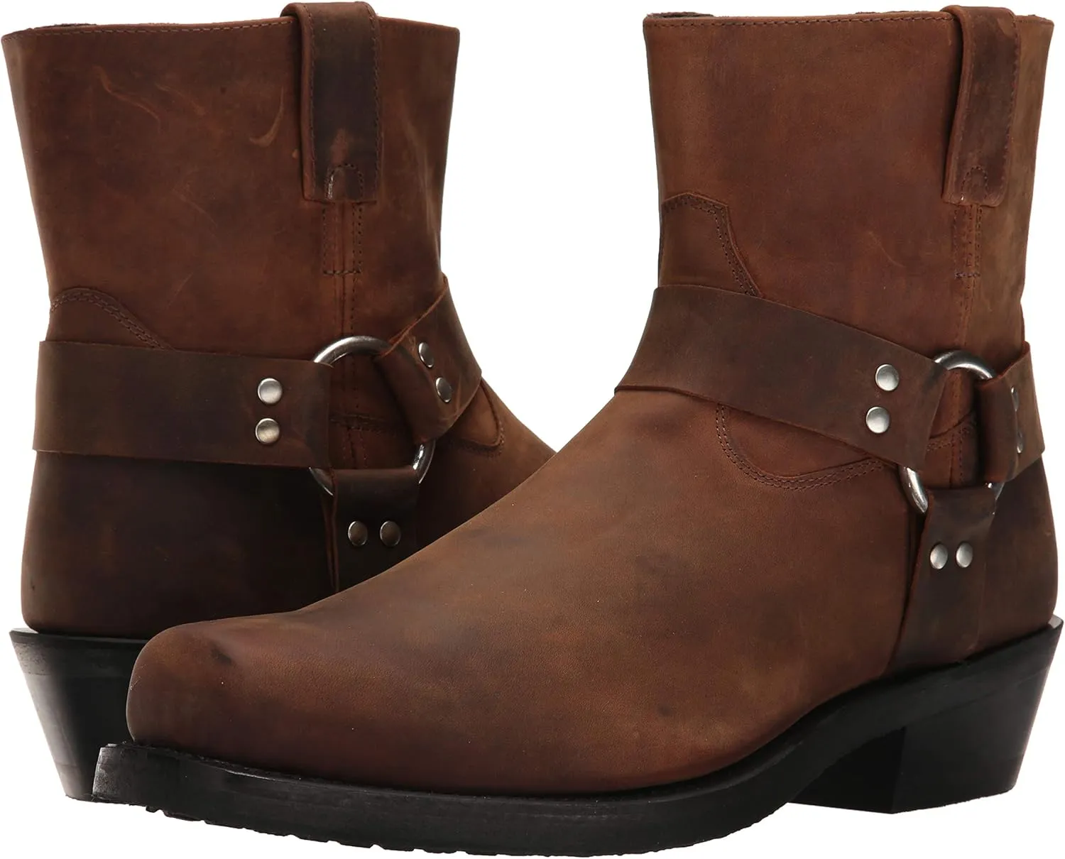 Old West Boots Men's Ankle Harness Leather Lined Motorcycle Boots