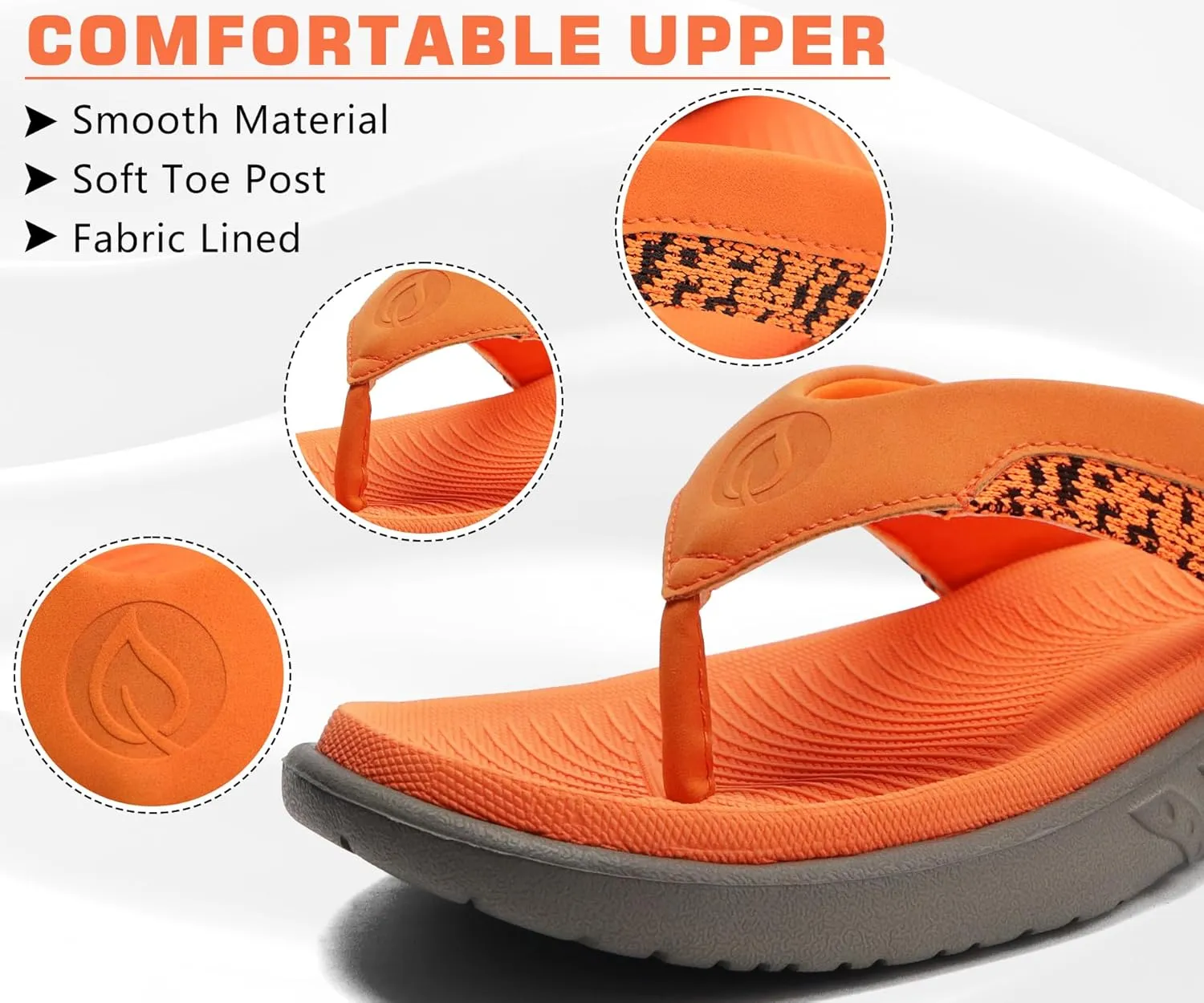 ONCAI Mens Flip Flop Open Toe Athletic Straps Orthotic Summer Plantar Fasciitis Sport Sandals with Soft Cushion Arch Support Size 7.5-15