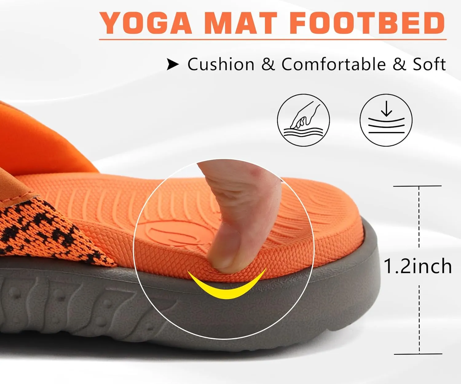 ONCAI Mens Flip Flop Open Toe Athletic Straps Orthotic Summer Plantar Fasciitis Sport Sandals with Soft Cushion Arch Support Size 7.5-15