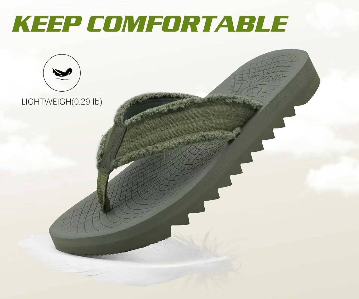 ONCAI Mens Flip Flops Summer Beach Walking Flip Flops Comfortable Soft Lightweight Recovery Cushion Slip On Sandals Size 7-15
