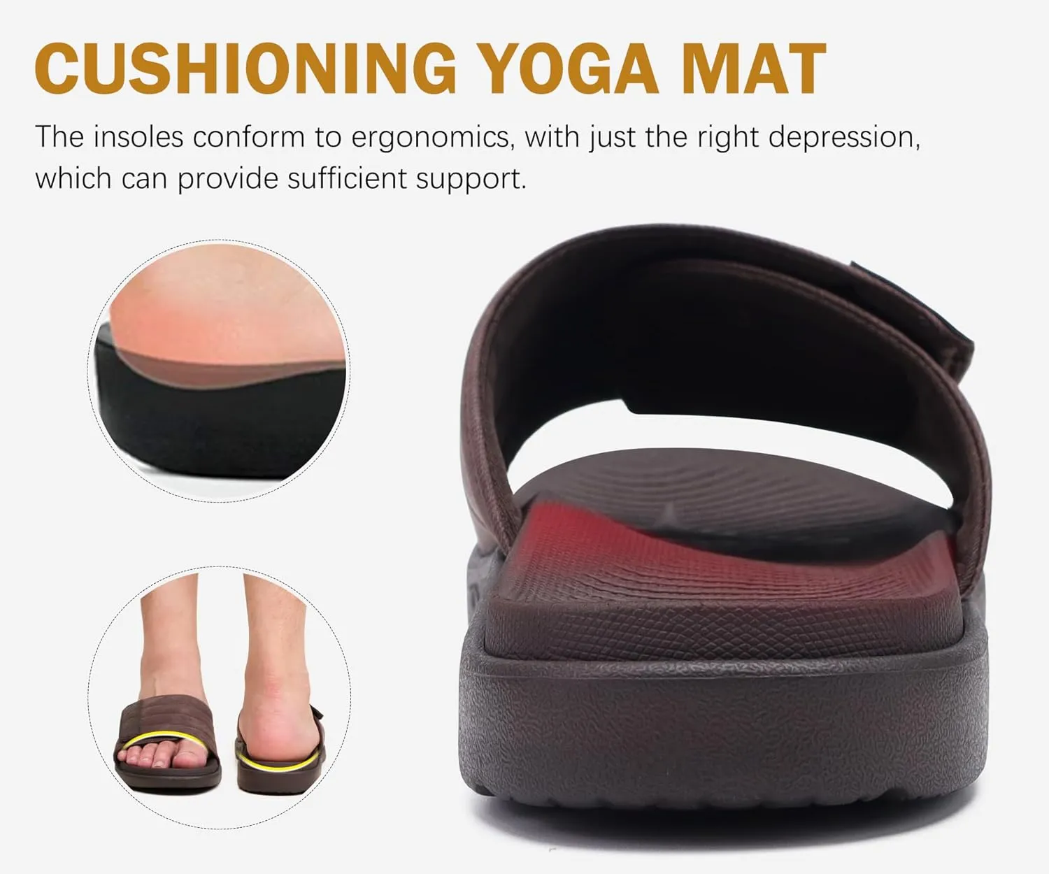 ONCAI Mens Sandals Adjustable Straps Orthotic Plantar Fasciitis Open Toe Athletic Sport Slides with Soft Comfy Arch Support Footbed Size 7.5-15