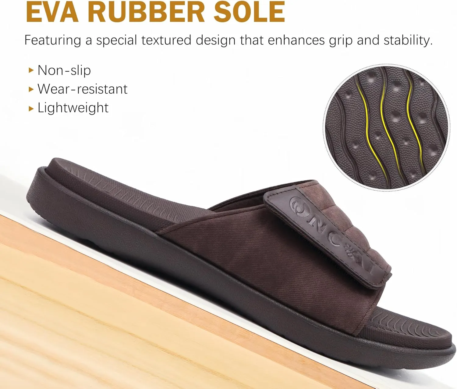 ONCAI Mens Sandals Adjustable Straps Orthotic Plantar Fasciitis Open Toe Athletic Sport Slides with Soft Comfy Arch Support Footbed Size 7.5-15
