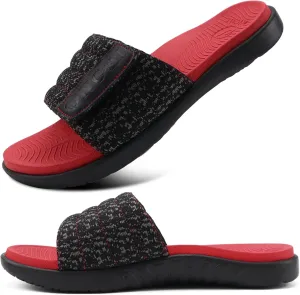 ONCAI Mens Sandals, Arch Support Sport Slides Open Toe Adjustable Straps Orthotic Cushioned Footbed for Plantar Fasciitis Rubber Soles Size 7.5-15
