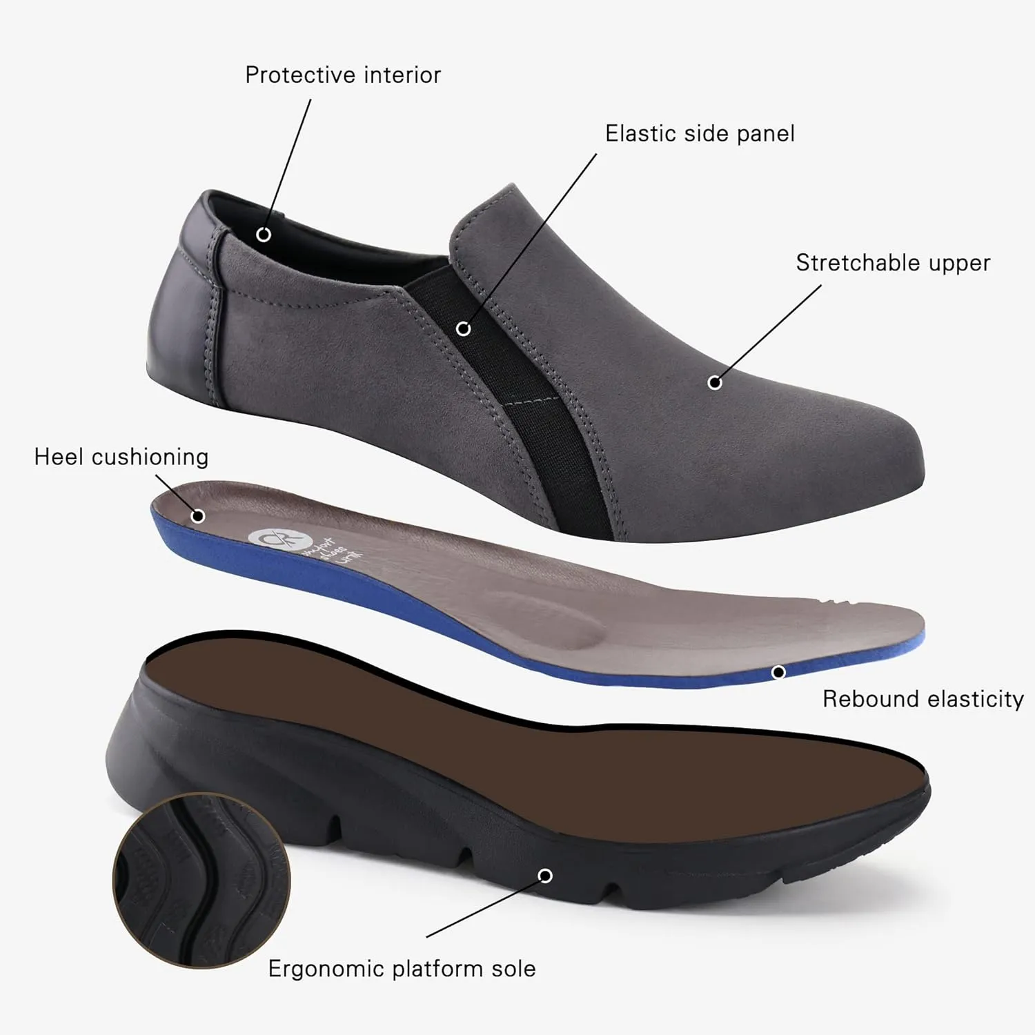 Ortho rest Women Comfortable Slip on Shoes Work Loafers Bunion Dress Shoes