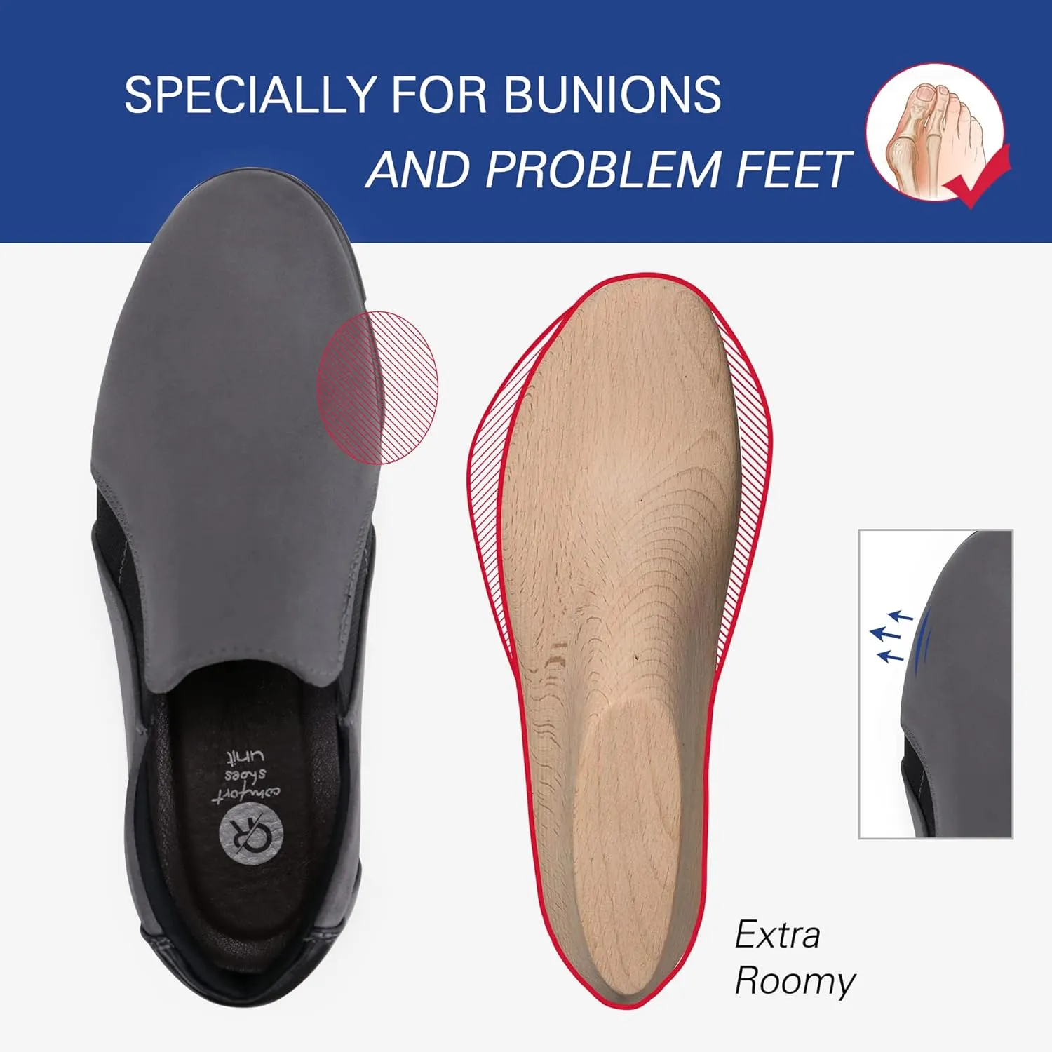 Ortho rest Women Comfortable Slip on Shoes Work Loafers Bunion Dress Shoes
