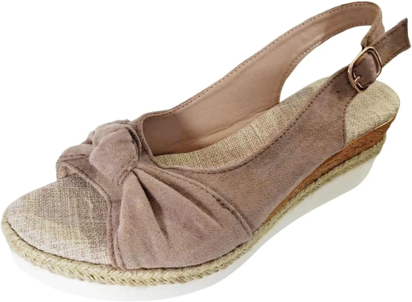Orthopedic Sandals for Women, Women Walking Slip On Wedge Sandals Summer Dressy Open Toe Ankle Strap Platform Beach Shoes Fashion Slingback Espadrille Bowknot Casual Shoes