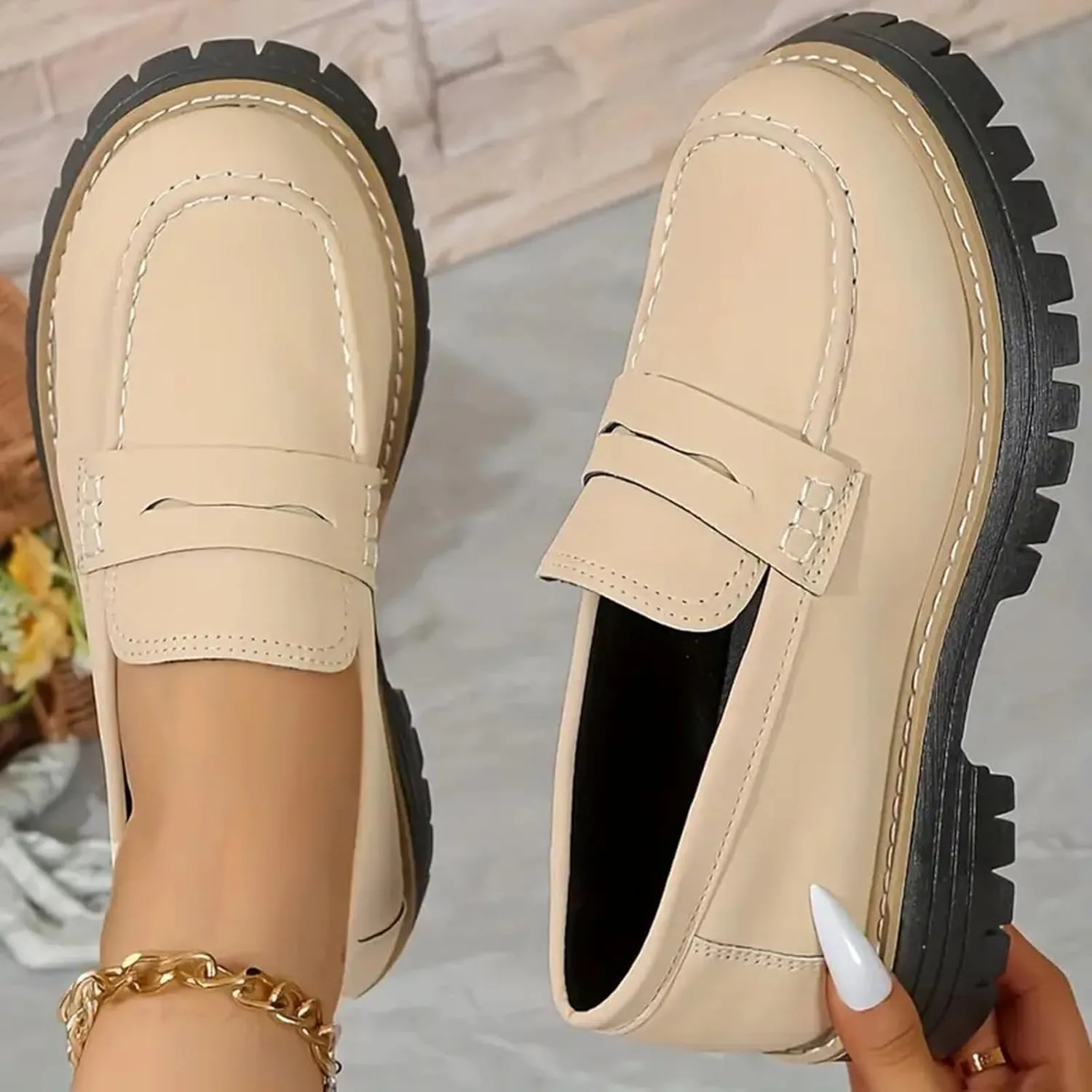 Orthoture-Orthopedic Platform Loafers, Comfort Orthopedic Shoes, Womens Round Toe Walking Shoe, Slip on Shoes