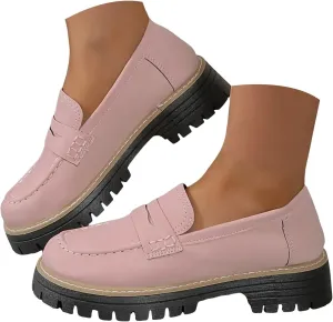 Orthoture-Orthopedic Platform Loafers, Comfort Orthopedic Shoes, Womens Round Toe Walking Shoe, Suede Penny Loafer