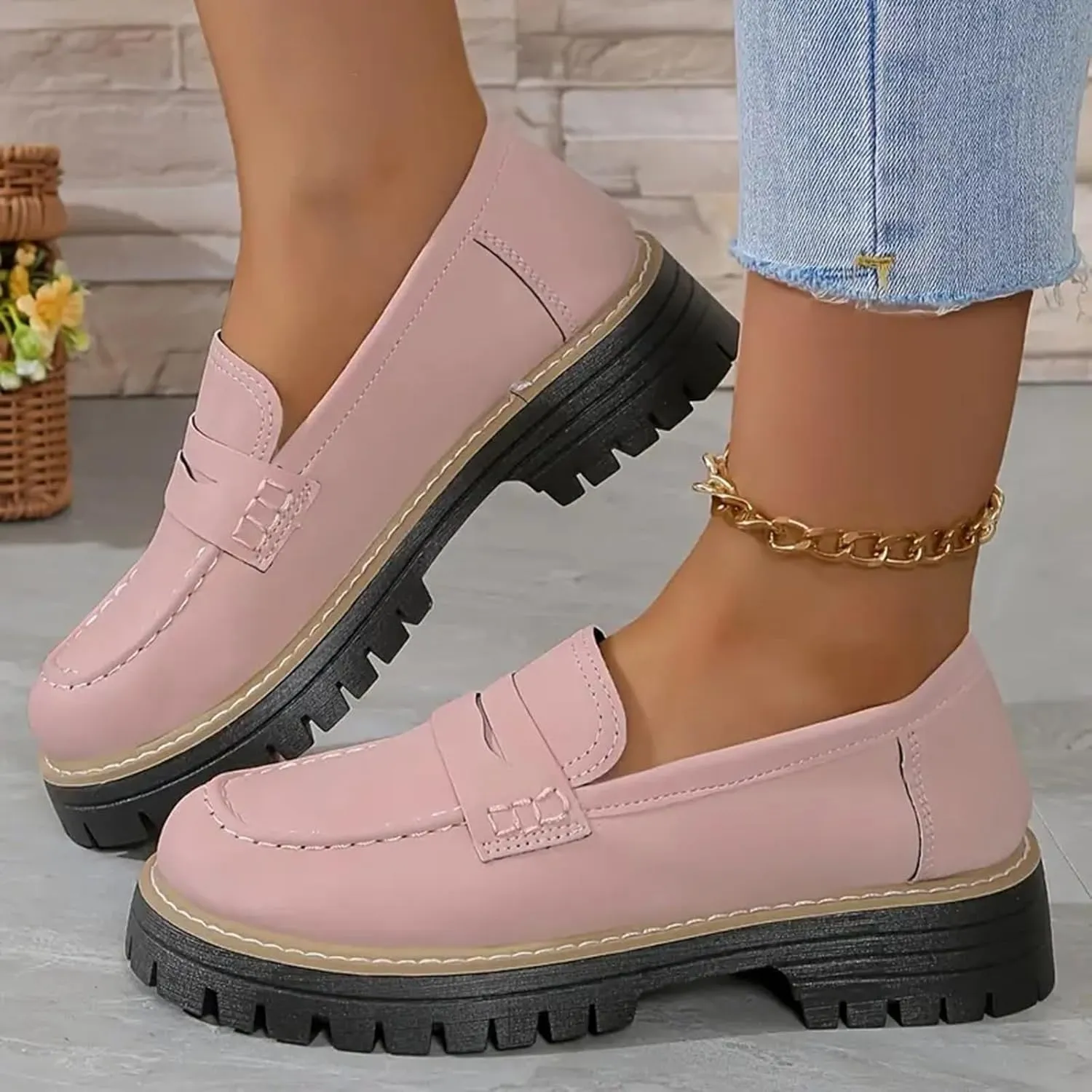 Orthoture-Orthopedic Platform Loafers, Comfort Orthopedic Shoes, Womens Round Toe Walking Shoe, Suede Penny Loafer