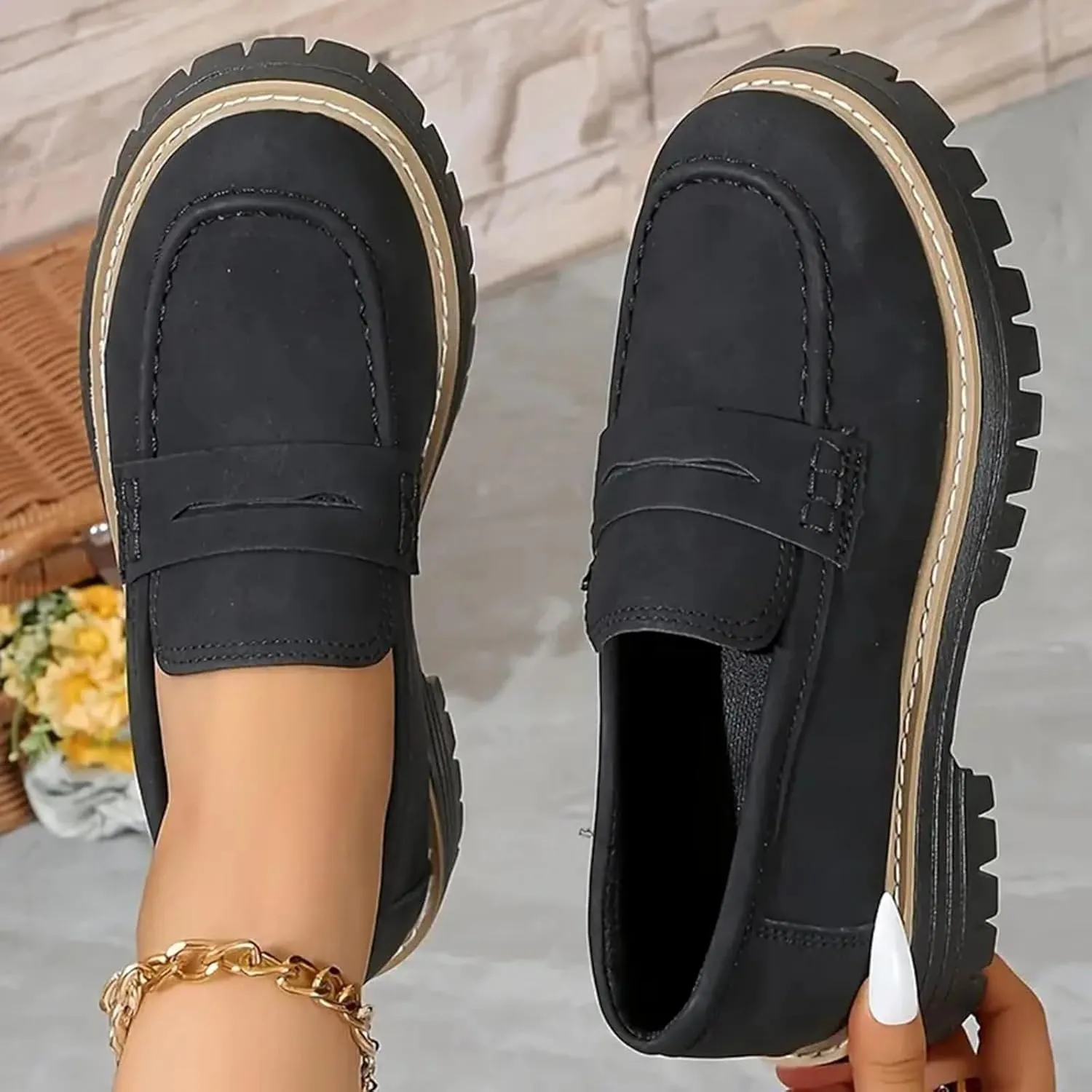 Orthoture-Orthopedic Platform Loafers,Wide Toe Lightweight Casual Comfort Shoes,Slip-On Suitable for All Foot Shapes