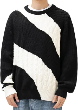 Oversized Cable Knit Sweater Unisex Classic Chunky Knitted Pullover Casual Drop Shoulder Loose Tops