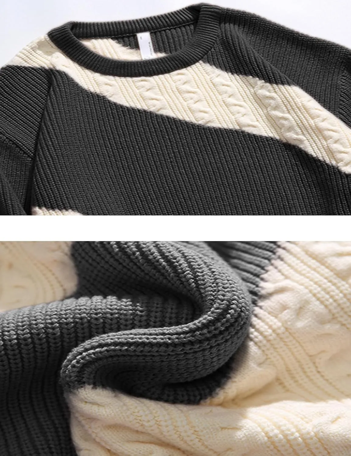 Oversized Cable Knit Sweater Unisex Classic Chunky Knitted Pullover Casual Drop Shoulder Loose Tops