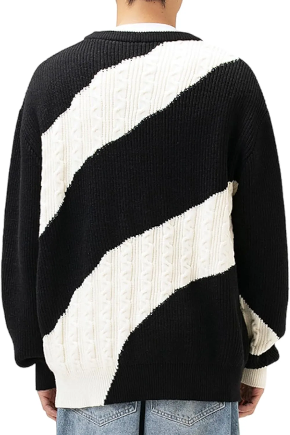 Oversized Cable Knit Sweater Unisex Classic Chunky Knitted Pullover Casual Drop Shoulder Loose Tops