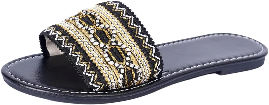 OYOANGLE Women's Braided Open Toe Boho Flat Sandals