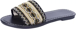OYOANGLE Women's Braided Open Toe Boho Flat Sandals