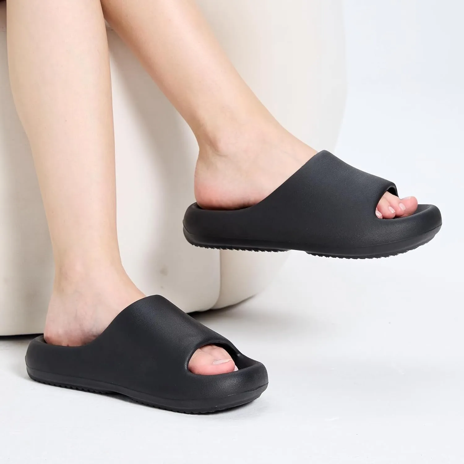 Pillow Slippers for Women and Men, Cloud Slides Shower Sandals House Shoes, Comfy and Cushioned Thick Sole