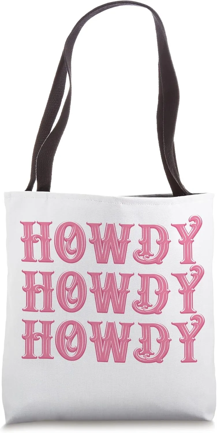 Pink Howdy Rodeo Western Country Southern Cowgirl Tote Bag