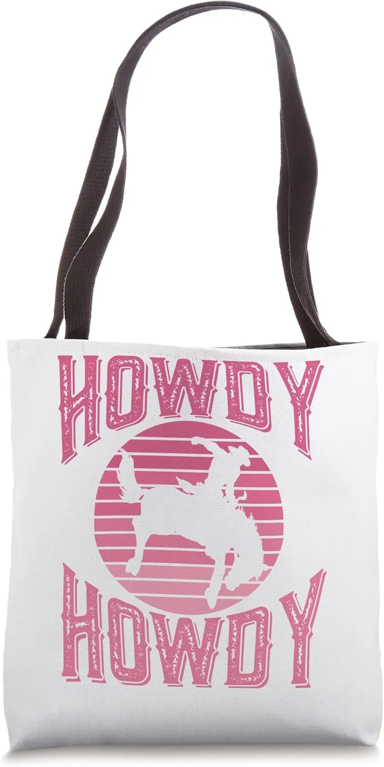 Pink Howdy Rodeo Western Country Southern Cowgirl Tote Bag