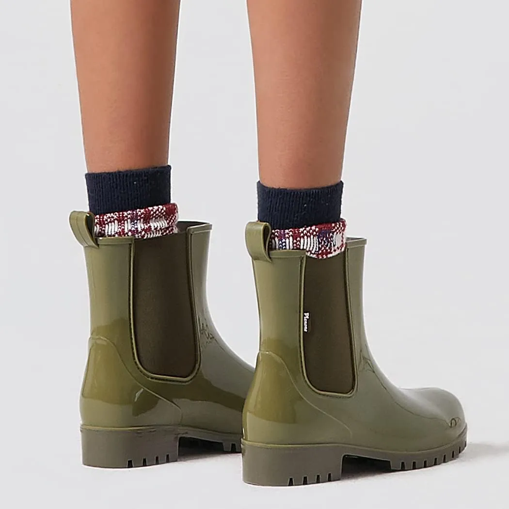 planone Short Rain Boots Women Fashion Waterproof Chelsea Boots for Women Light Outdoor Garden Shoes Ankle Muck Boots for Ladies Non Slip Work Shoes Rubber Boots with Premium Comfort Insole