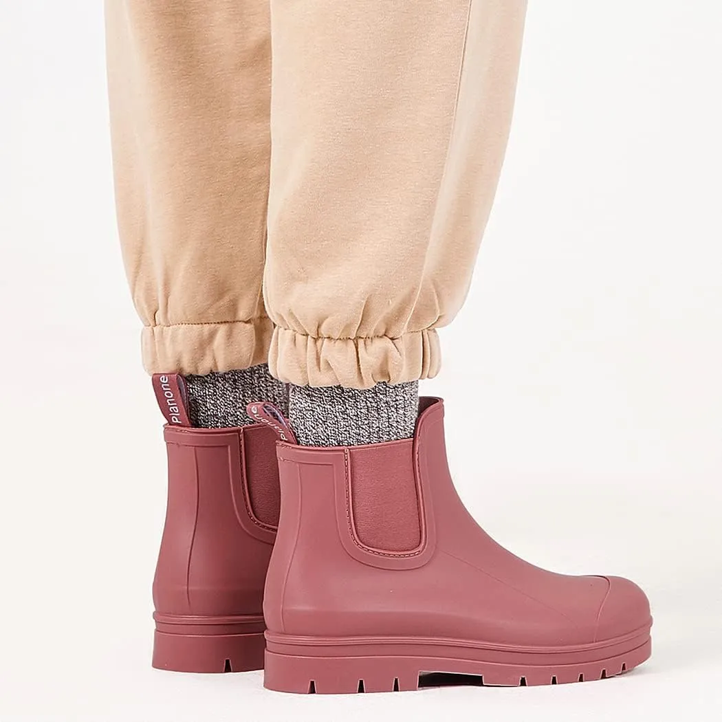 Planone Short Rain Boots Women Wide Width Fashion Waterproof Chelsea Boots for Women Matte Outdoor Garden Shoes Ankle Muck Boots for Ladies Non Slip Work Shoes Rubber Boots with Premium Comfort Insole