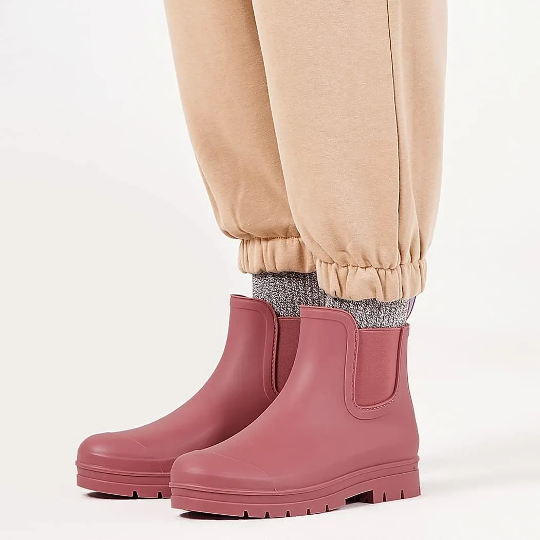 Planone Short Rain Boots Women Wide Width Fashion Waterproof Chelsea Boots for Women Matte Outdoor Garden Shoes Ankle Muck Boots for Ladies Non Slip Work Shoes Rubber Boots with Premium Comfort Insole