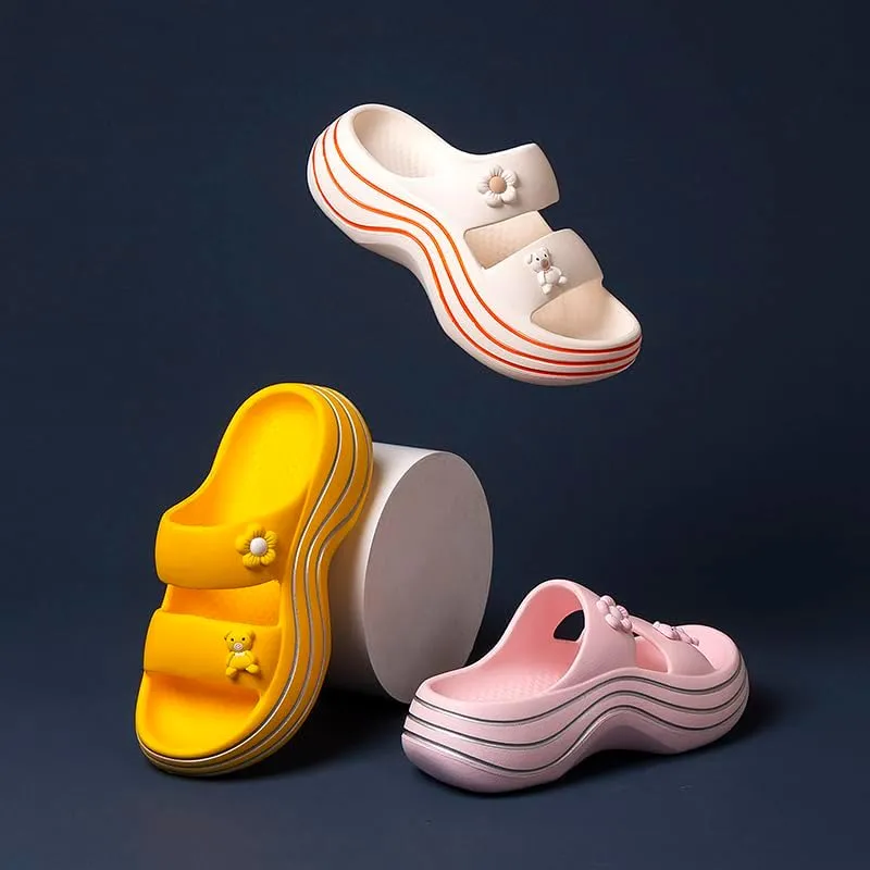Platform Sandals for Women Summer Cozy Thick Sole Non Slip Shower Slides Beach Sandals Lightweight Home Cloud Slides