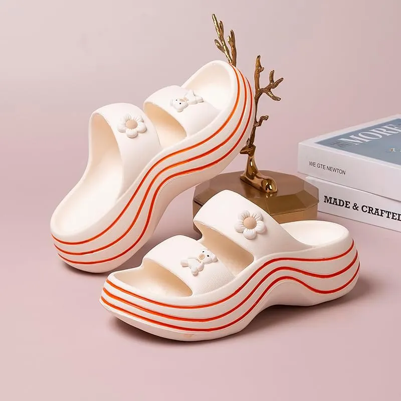Platform Sandals for Women Summer Cozy Thick Sole Non Slip Shower Slides Beach Sandals Lightweight Home Cloud Slides