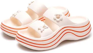 Platform Sandals for Women Summer Cozy Thick Sole Non Slip Shower Slides Beach Sandals Lightweight Home Cloud Slides