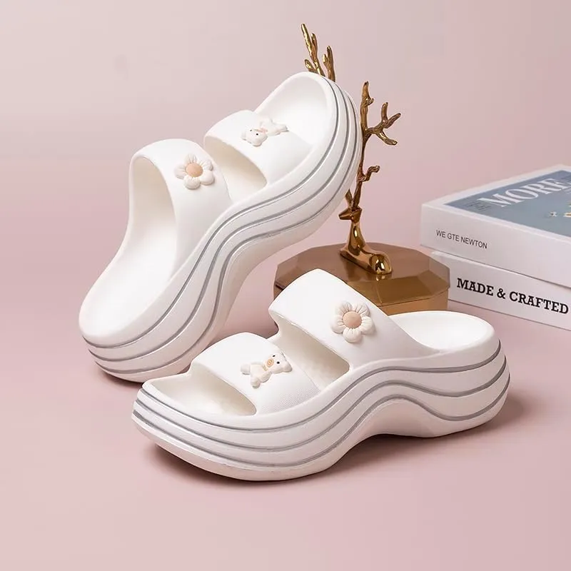 Platform Sandals for Women Summer Cozy Thick Sole Non Slip Shower Slides Beach Sandals Lightweight Home Cloud Slides