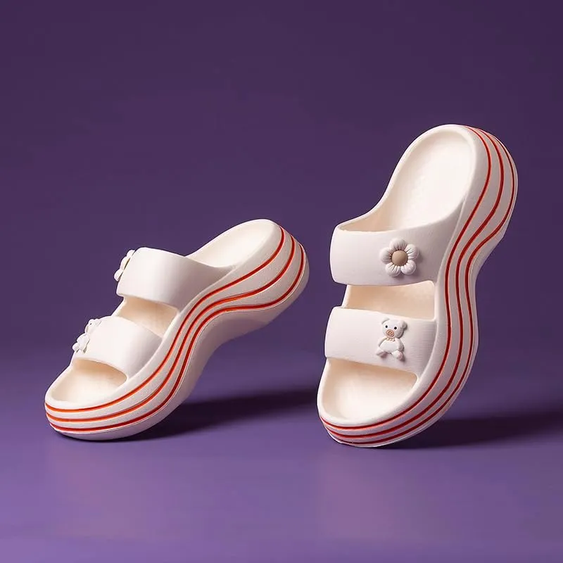 Platform Sandals for Women Summer Cozy Thick Sole Non Slip Shower Slides Beach Sandals Lightweight Home Cloud Slides