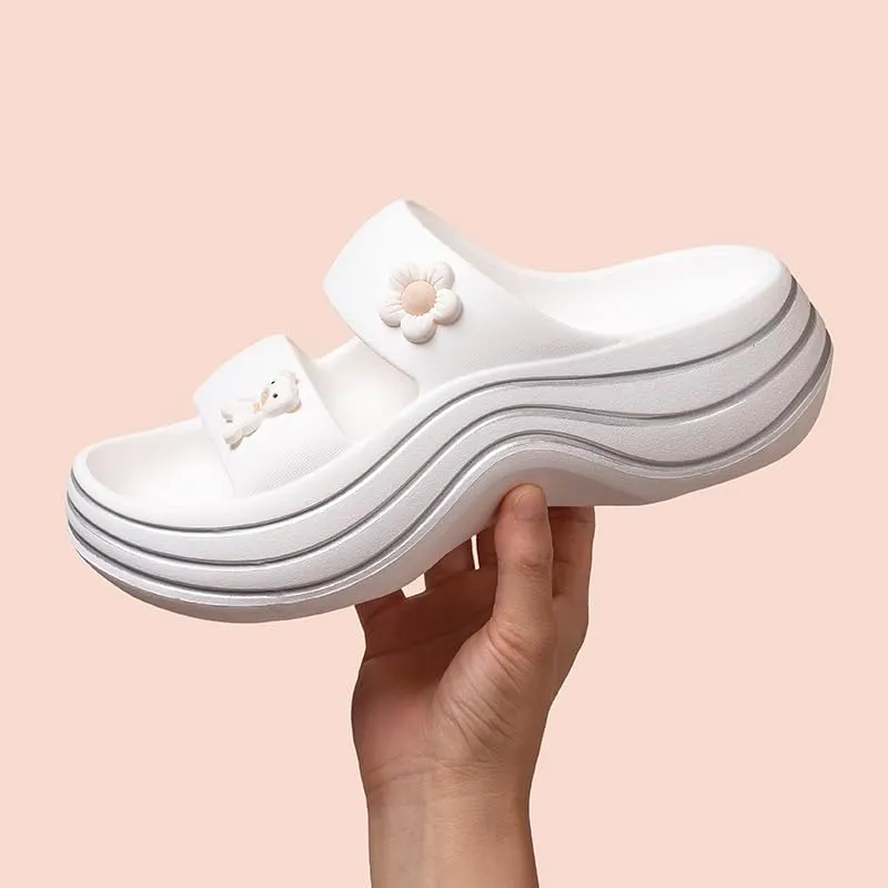 Platform Sandals for Women Summer Cozy Thick Sole Non Slip Shower Slides Beach Sandals Lightweight Home Cloud Slides