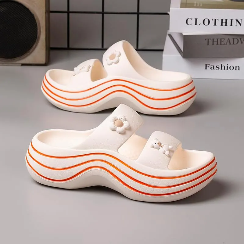 Platform Sandals for Women Summer Cozy Thick Sole Non Slip Shower Slides Beach Sandals Lightweight Home Cloud Slides
