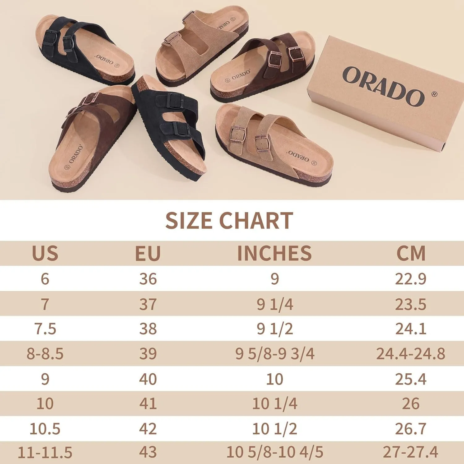Platform Suede Sandals for Women Soft Cork Footbed Summer Slides with Adjustable Buckle