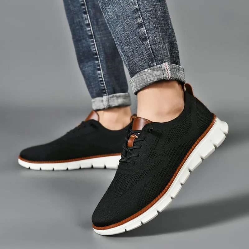 Plus Big Sizes Men's Breathable Mesh Sneakers, Casual Comfort Shoes with Knit Upper, Lightweight Flexible Sole, Khaki