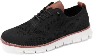 Plus Big Sizes Men's Breathable Mesh Sneakers, Casual Comfort Shoes with Knit Upper, Lightweight Flexible Sole, Khaki