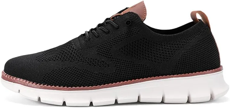 Plus Big Sizes Men's Breathable Mesh Sneakers, Casual Comfort Shoes with Knit Upper, Lightweight Flexible Sole, Khaki