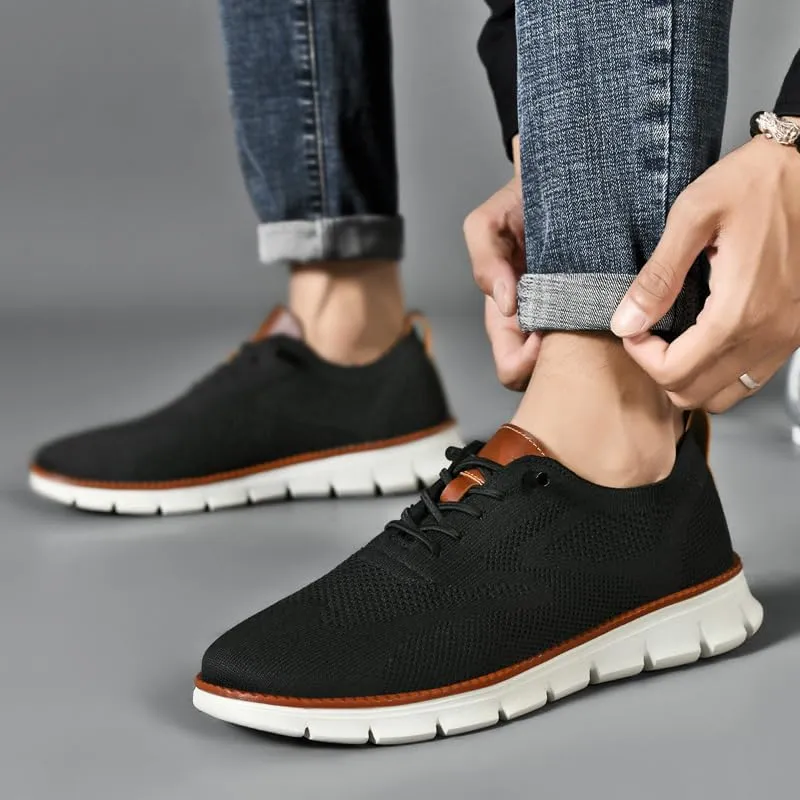 Plus Big Sizes Men's Breathable Mesh Sneakers, Casual Comfort Shoes with Knit Upper, Lightweight Flexible Sole, Khaki