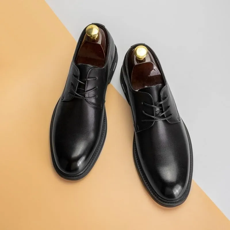 Plus Size Man Dress Shoes, Formal Black Leather Shoes for Men Lace Up Oxfords for Male Wedding Party Office Business Casual Shoe Men