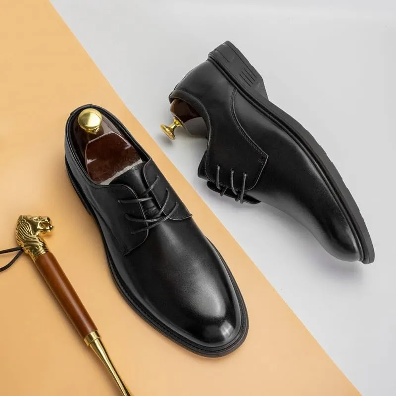Plus Size Man Dress Shoes, Formal Black Leather Shoes for Men Lace Up Oxfords for Male Wedding Party Office Business Casual Shoe Men
