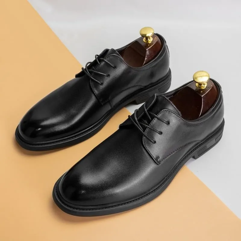 Plus Size Man Dress Shoes, Formal Black Leather Shoes for Men Lace Up Oxfords for Male Wedding Party Office Business Casual Shoe Men