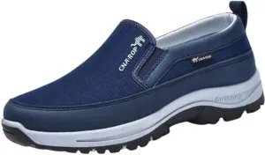 Plus Size Men's Knit Breathable Loafer Shoes, Comfy Non Slip Solid Slip On Sneakers for Men's Outdoor Activities