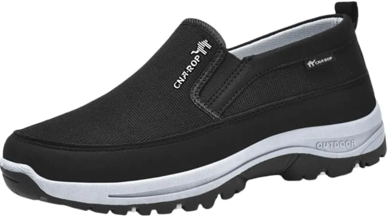 Plus Size Men's Knit Breathable Loafer Shoes, Comfy Non Slip Solid Slip On Sneakers for Men's Outdoor Activities